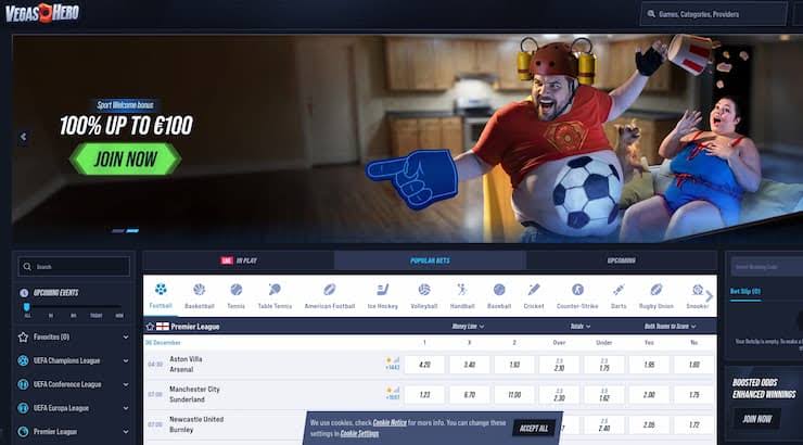 VegasHero live casino with real dealers